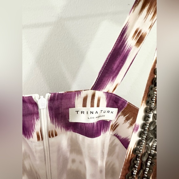 Trina Turk Bead Detail Geo Tank Purple Size Medium - Picture 5 of 5